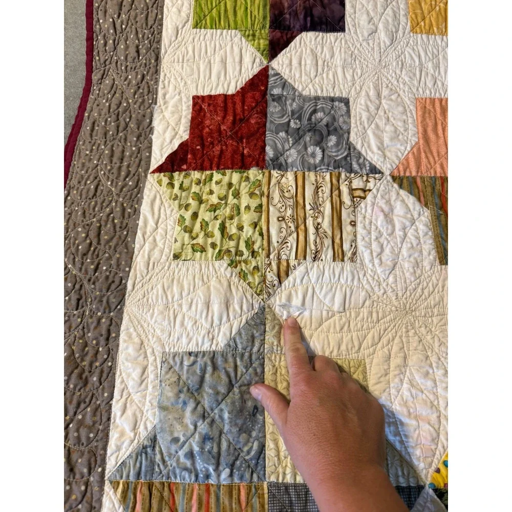 Handmade Patchwork Star Quilt Scrappy Pattern Floral Novelty Print Multi Color